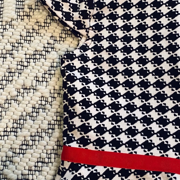 Black White Checked Houndstooth Olivia Dress w GrosGrain Red Bow and Cap Sleeves - Picture 6 of 10